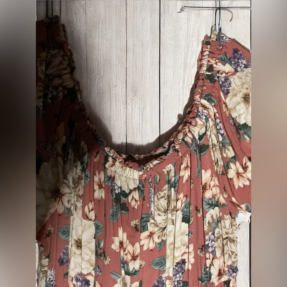 Torrid pink floral Midi dress with pockets - 1X - Picture 3 of 6